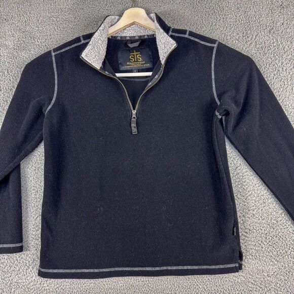 STS Ranchwear Sweater Mens Small Black Quarter Zip Outdoor Rancher Cowboy West‎ - Picture 1 of 11